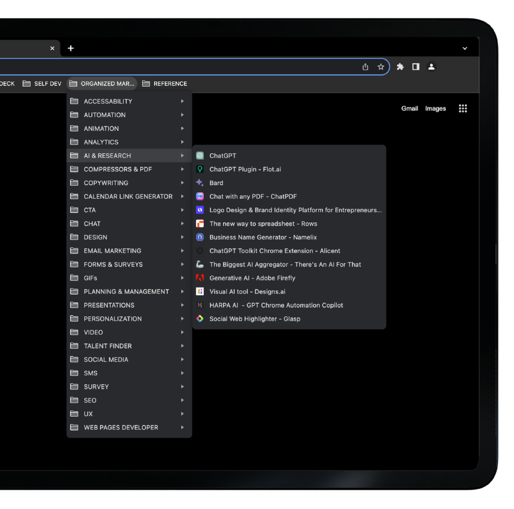 Organized Marketer Bookmark Folder