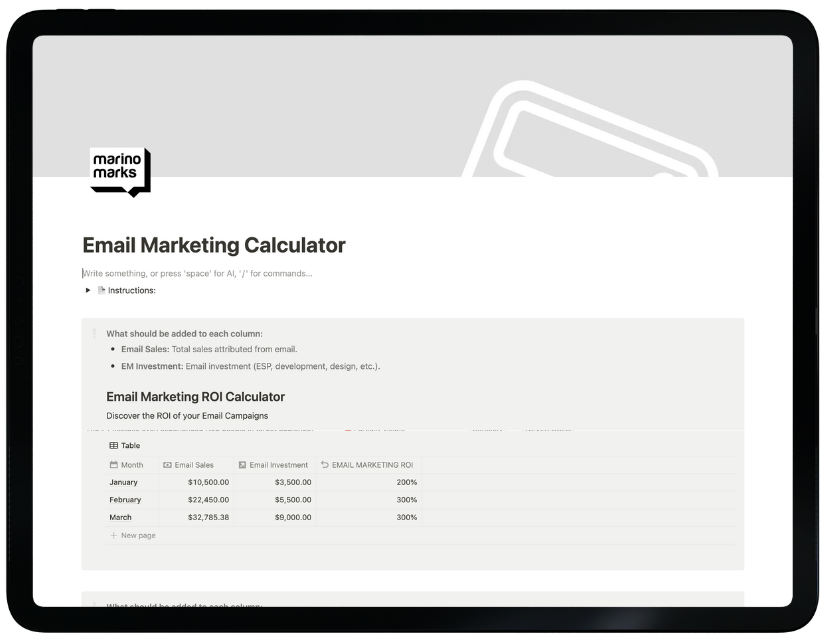 Email Marketing Calculator Ttemplate